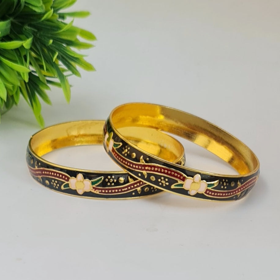 Enamel Meena Bangles Black