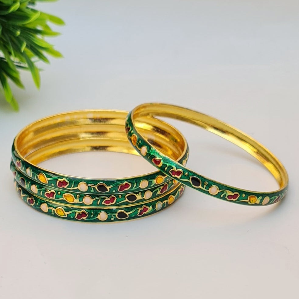 Green Enamel Meena Bangles