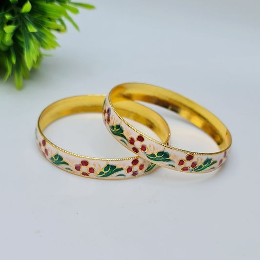 Enamel Meena Bangles Ivory