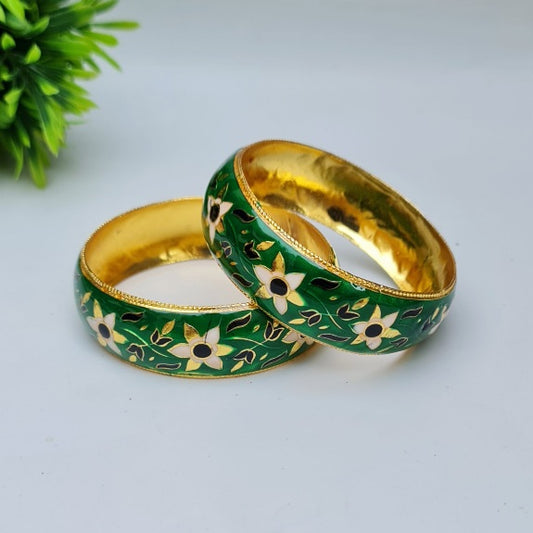 Enamel Meena Bangles Green