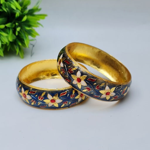 Floral Blue Bangles