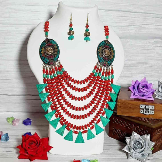 Beaded Tribal Necklace - Saajha Fashion