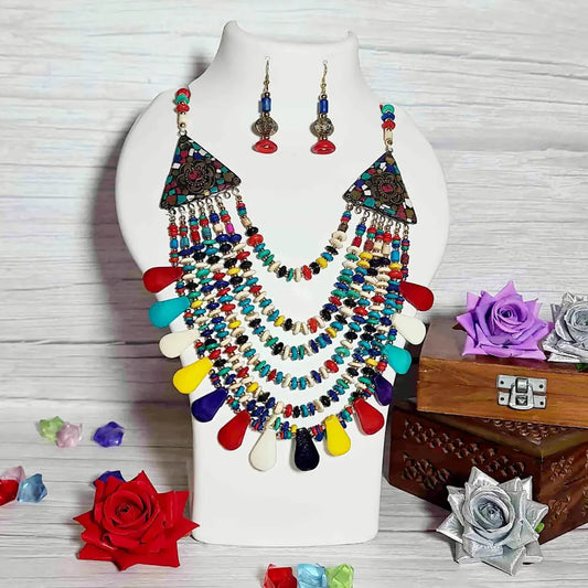 Beaded Tribal Necklace - Saajha Fashion