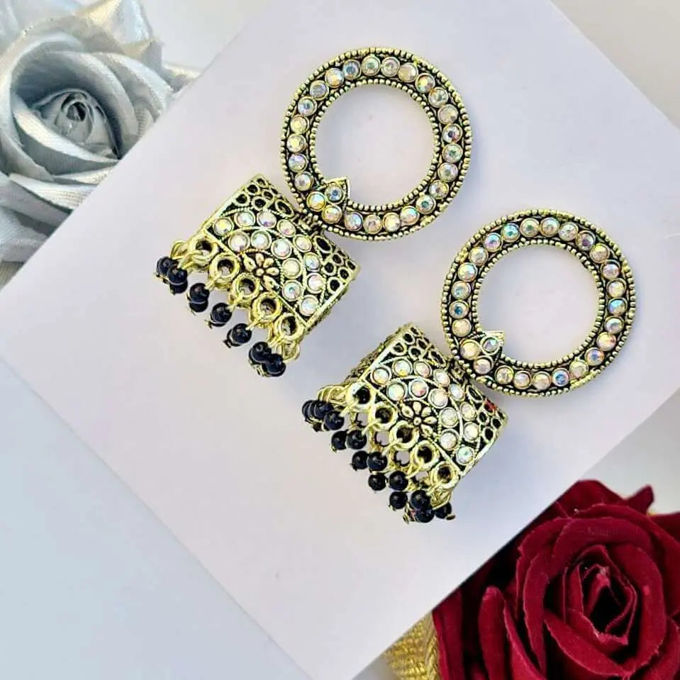 Noir Beaded Jhumki - Saajha Fashion