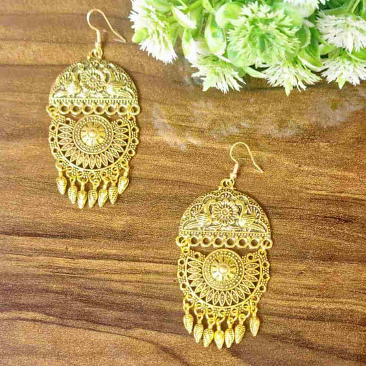 Oxidised Golden earring - Saajha Fashion