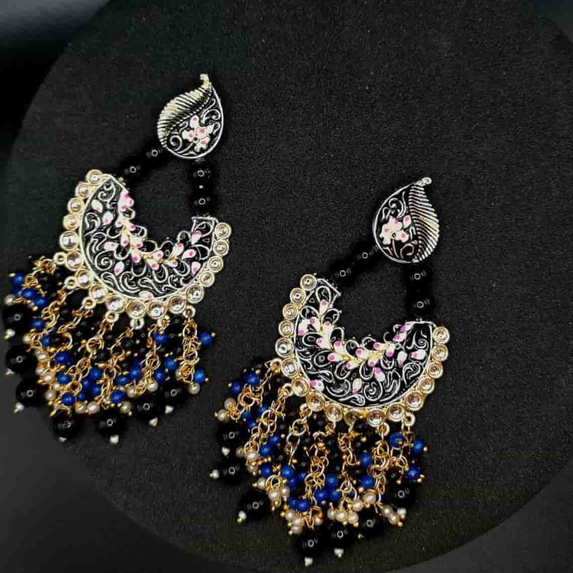 Noir Dangle Chandbali - Saajha Fashion