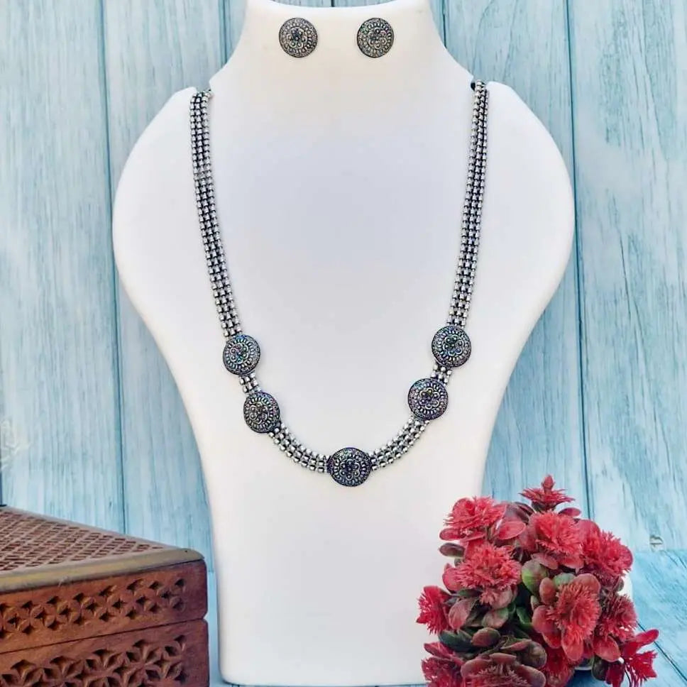 Silver Oxidized Neck Chain - Saajha Fashion